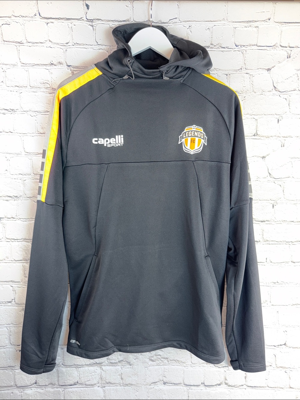 CAPELLI SPORT Legends Black Yellow Pullover Hoodie Athletic Sweatshirt NWOT